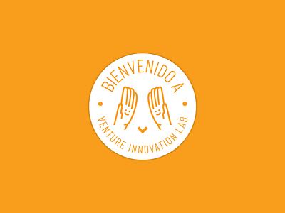 welcome sticker. happy face high five illustration sticker
