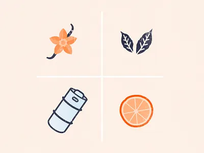 Revive Kombucha Icons design floral graphic design icon illustration keg kombucha orange retro tea vector art