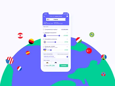 Cuvva travel insurance app app store branding design flat illustration iphone logo mobile travel typography ux vector