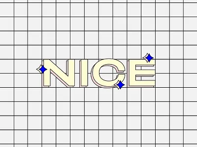 NICE Lettering blue gray grey grid lettering nice pink stars typography yellow