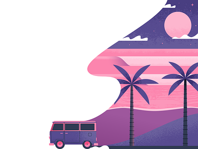 Cruisin' beach illustration illustrator van vector vw water