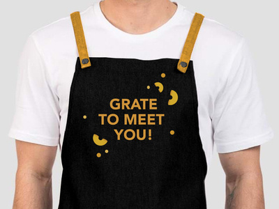 Macaria Uniform apron brand cheese design funny logo mac and cheese pun restaurant uniform yellow