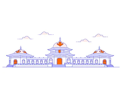 Mausoleum of Genghis Khan illustration innermongolia line mongolian ordos palace