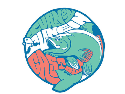 Turn on, tune in, cast out. fishing leary trippy tshirt design typography