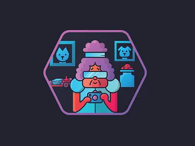 Grandma Badge badge branding camera design flat grandma icon illustration photographer vector web