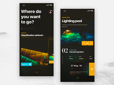 Inspiration travel ios11 iphonexs night mode travel ui 分享 发现 样式 设计 颜色