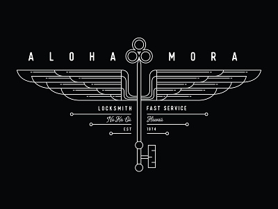 Aloha Mora Locksmith Services aloha branding design flat hang loose harry potter hawaii hawaiian icon illustration island line art logo monoline shaka tropical tshirt tshirt graphics vector