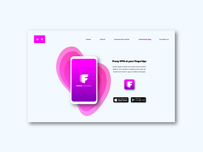 F VPN Landing Page app branding download element flat design gradient homepage icon identity illustration interface landing page layout logo metro design typography ui ux vector web design