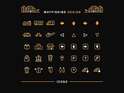 Wayfinding / Navigation Icon Set city design icon set icons logo minimalist navigation wayfinding