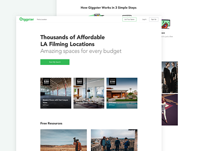 Giggster – landing design landing landing page typography ui ux web