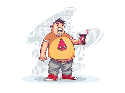 Foodie boy character foodie happy illustration