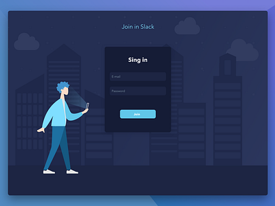 Chat Authorization dark design enter form illustration login singin slack ui vector