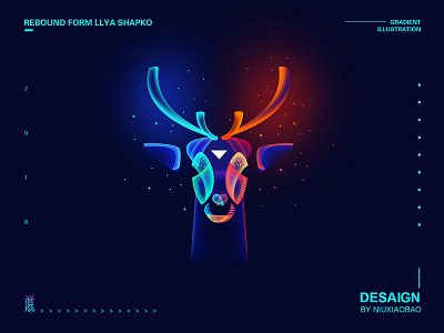 Fantasy deer head design gradient illustration