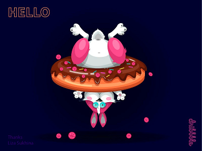 Hello Dribbble animal bunny donut dribbble first design first shot hello hello dribbble hello dribble illustration rabbit vector