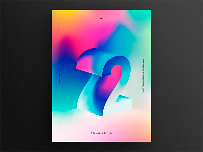 2 Dribbble invites 3d clean color daily design gradient illustration invite invites poster vector