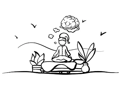 Meditation ball bed clean dog energetic energize energy illustration lineart loved man minimalist nap plant relax relaxing room sleep sleeping wake