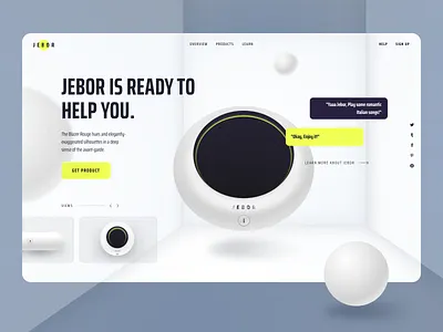 Jebor - Home Assistant Website clean explorations future product gradient marketing website minimal smart home smart speaker ui