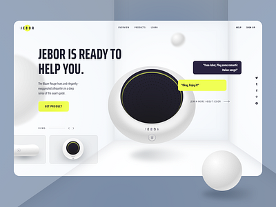 Jebor - Home Assistant Website clean explorations future product gradient marketing website minimal smart home smart speaker ui