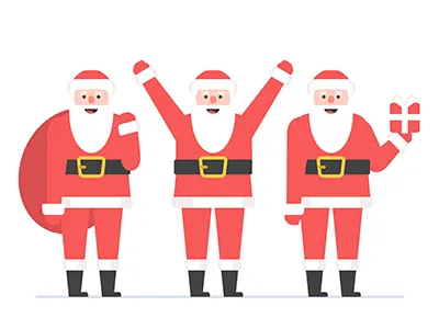 Set of Santa Claus beard box cartoon celebration christmas flat holiday icon santa santa claus set