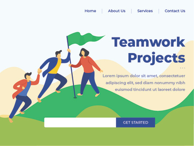 Landing Page Concept @flock blue climbing design flag flock green illustration lady landing page man simple team teamwork unity vector we design