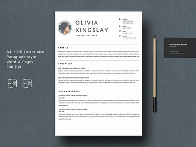 Resume Kingslay a4 clean resume creative resume curriculum vitae cv cv template design doc minimal minimal resume modern modern cv modern resume professional professional resume resume resume template template us letter word template