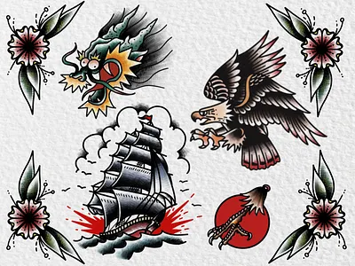 Tattoo flash digital illustration illustration procreate tattoo tattoo flash traditional tattoo