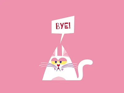 Cat bye cartoon cat character character design flat gato illustration pet pink vector