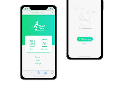 Dribble Chef Cart browser chef chef hat chef logo iphone x safari ui ux design uidesign web app web app design web application development