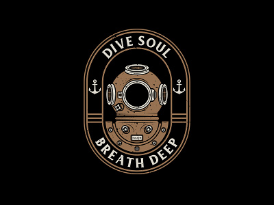 Dive Soul Breath Deep badge badges classic company design dive dive deep illustration logo nature nautical ocean outdoors rustic sea tee design vector vector art vintage vintage badge