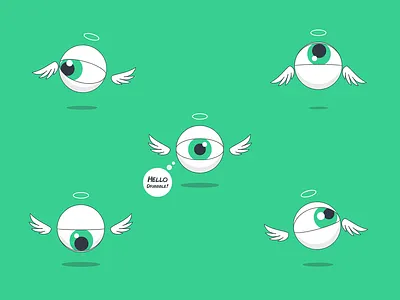 Hello Dribbble! angel character debute eye illustration javascript vector