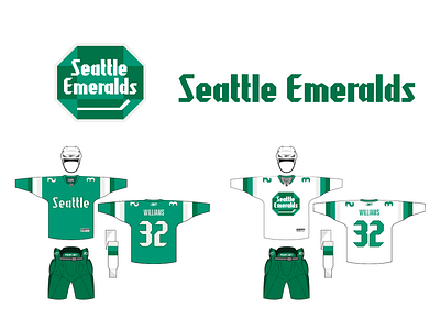 Seattle Emeralds Uniforms green hockey logo seattle typography uniform