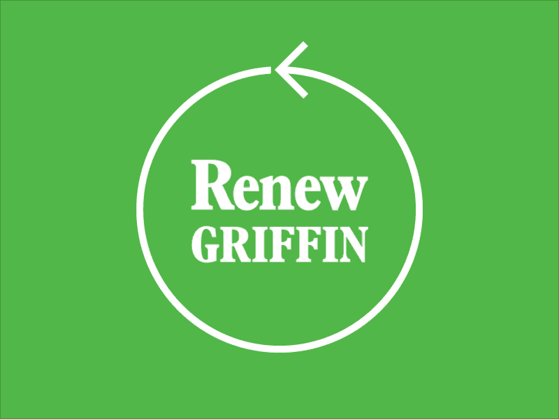 Renew Griffin animation branding gif green logo refresh typography