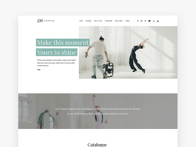 EM Couture bright clean homepage minimal website