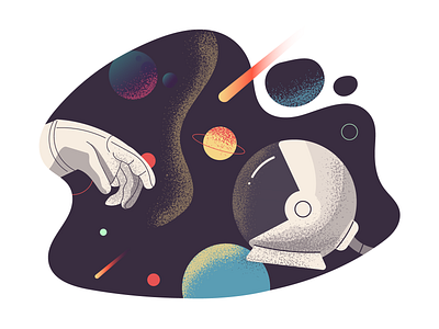 Interface Illustration: Connection Lost astronaut design design tools digital art flat design graphic design illustration illustrator interface illustration planets space ui user experience ux web design