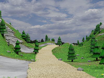 Mountain Road Environment Test 3d 3dart 3denvironment 3dgraphics 3dmodelling 3dscene b3d blender3d blender3dart conceptart digital3d gameart lowpoly mountain road