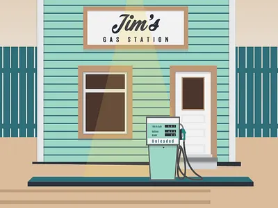 Jims Gas station building color design gas pump gas station illustration illustrator vector