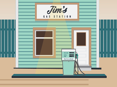 Jims Gas station building color design gas pump gas station illustration illustrator vector