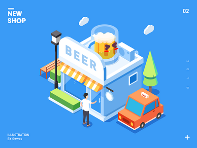 Shop beer branding illustration isometric ps shop