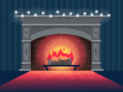 Cozy Fire christmas fireplace holiday illustration texture warm winter