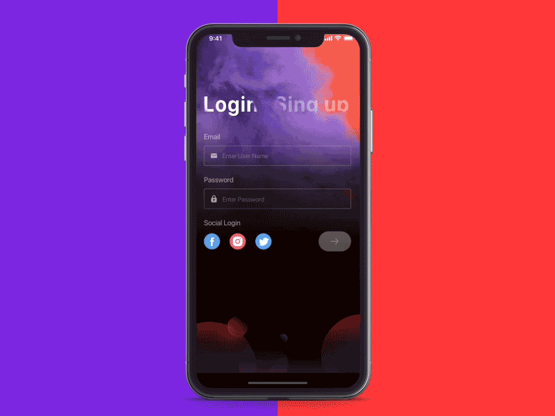 Login Interface Design animation gif login motion sing smoke ui ux