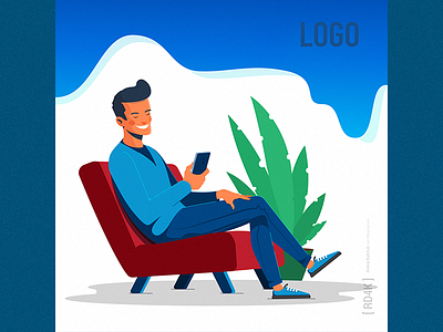 Insta Dude ai cartoon character figma flat illustration minimal modern simple vector