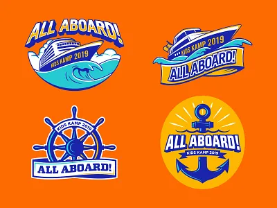 All Aboard! all aboard anchor boat helm illustrator logo navigate ocean ship vector wave