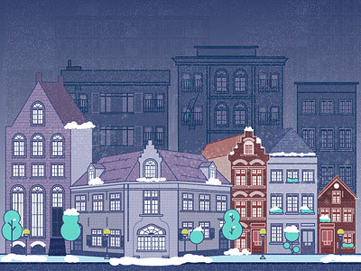 Snowing in the city building christmas city google illustration night snow snowing