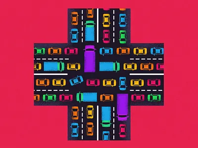 Healthcare Pileup america art car cross editorial geometric graphic health care illustator illustration street traffic truck vector