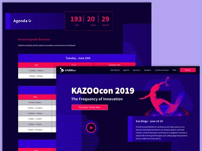KAZOOcon 2019 Teleco Conference 2600hz animate.css blue color communications conference conference design css design event event design html js phones pink surf tech telco web design website