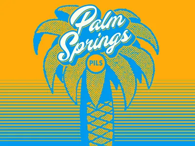 Palm Springs Pilsner beach beer can craft beer illustration package design packaging palm palm springs palm tree summer texture