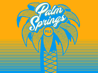 Palm Springs Pilsner beach beer can craft beer illustration package design packaging palm palm springs palm tree summer texture
