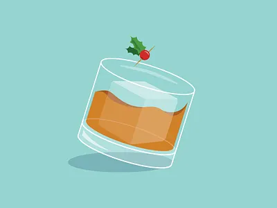 Tis the Season cocktail cranberry glass holidays holly ice illustration liquor rocks whiskey xmas