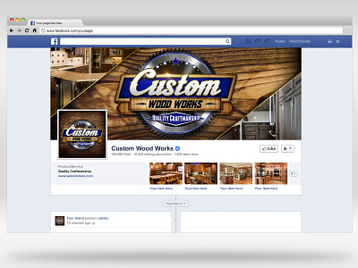 Custom Wood Works Facebook Marketing branding design logo