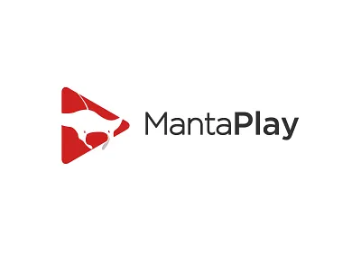 MantaPlay app concept channel clean logo environmental graphics logo manta manta stingray modern logo nature nautical negative space logo ocean play button play video playful red simple smart logo stingray vector